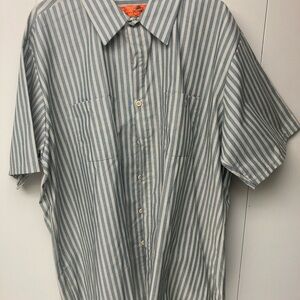 Red Kap Stylish Blue and White Striped Men's Shirt